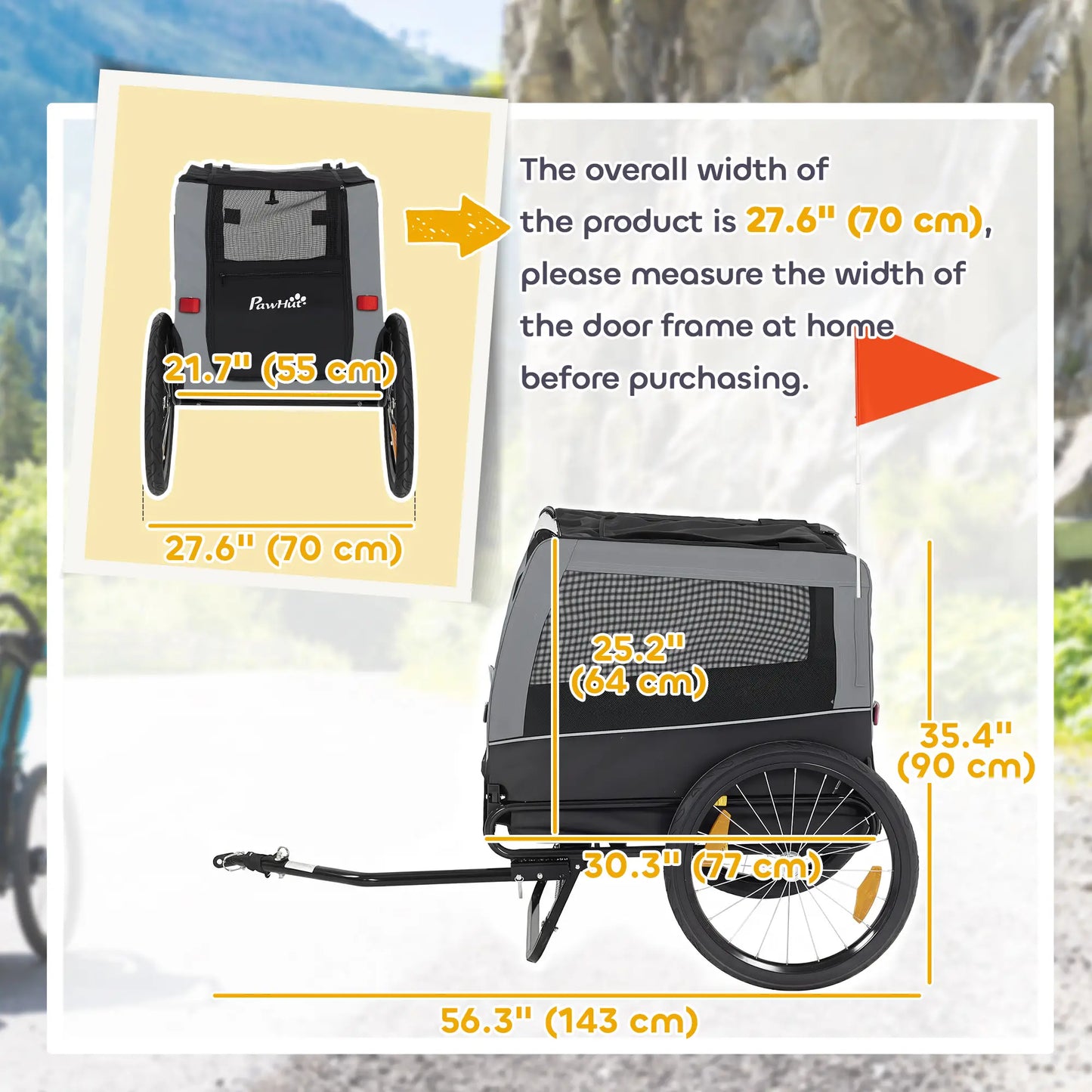 Dog Bike Trailer, Pet Cart Carrier, Large Wheels, 2 Doors Dog Bike Trailers & Strollers at Gallery Canada