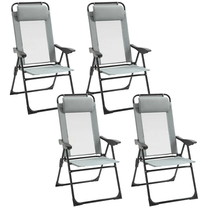 4 Camping Chairs, Adjustable Backrest, Removable Headrest, Grey Patio Chairs Grey at Gallery Canada