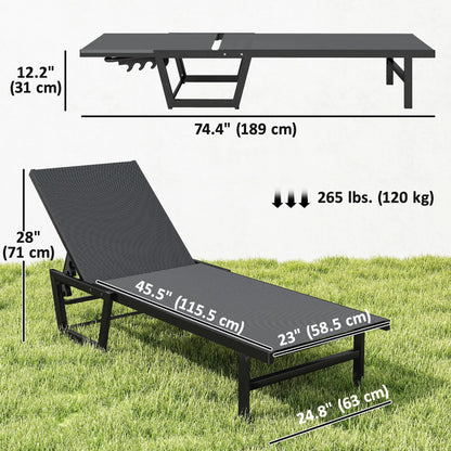 63 cm Wide Outdoor Lounge Chair, 4-Position Tanning Lounger, Dark Grey Lounger Chairs at Gallery Canada