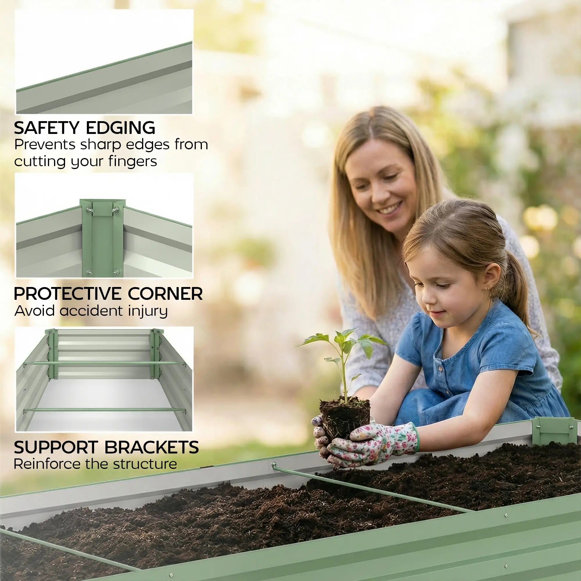 8'x2'x1' Galvanized Raised Bed, Elevated Planter Box, Light Green Galvanized Planter Boxes at Gallery Canada