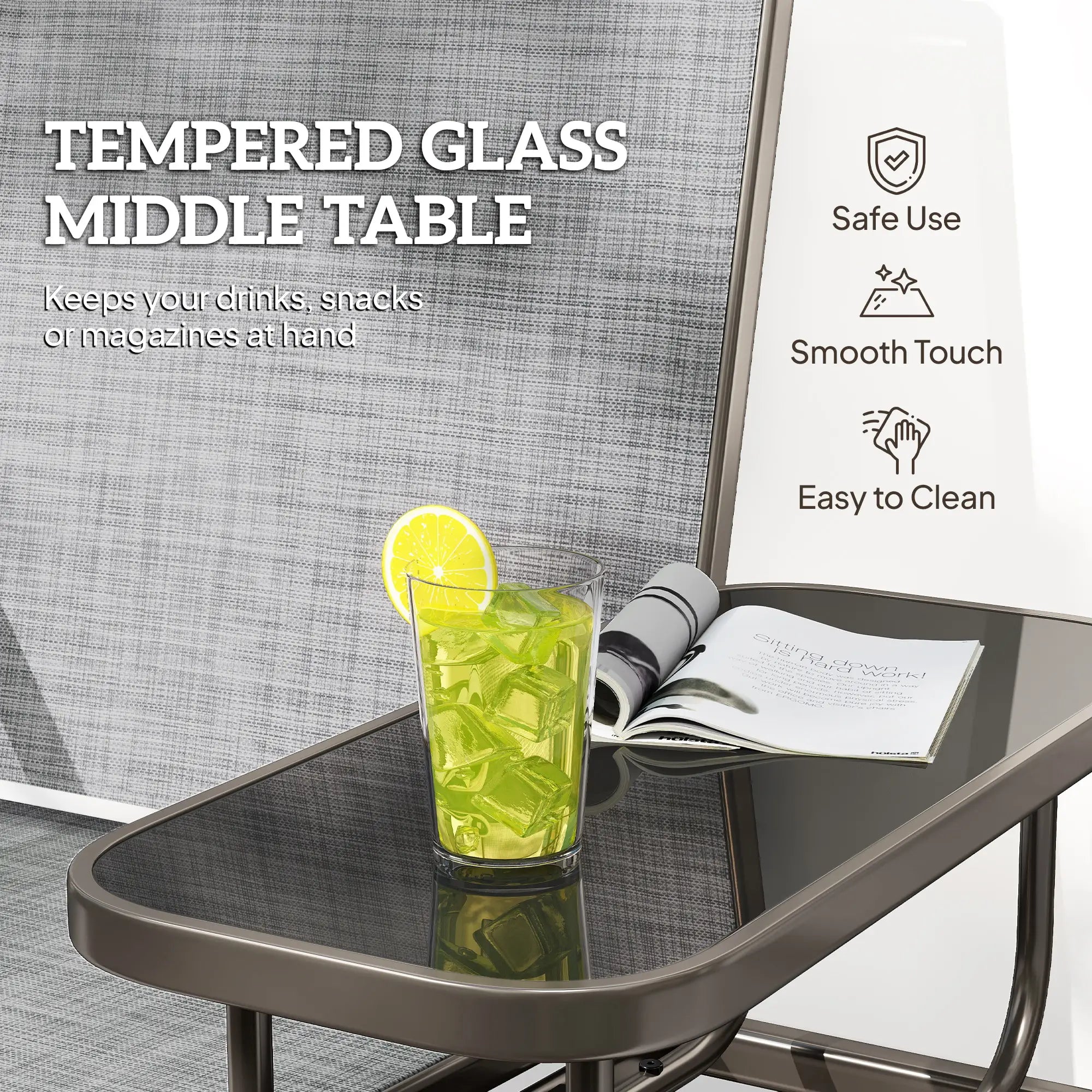 Outdoor Glider Rocking Chair, 2 Person Loveseat, Garden Bench, Grey Outdoor Gliders at Gallery Canada