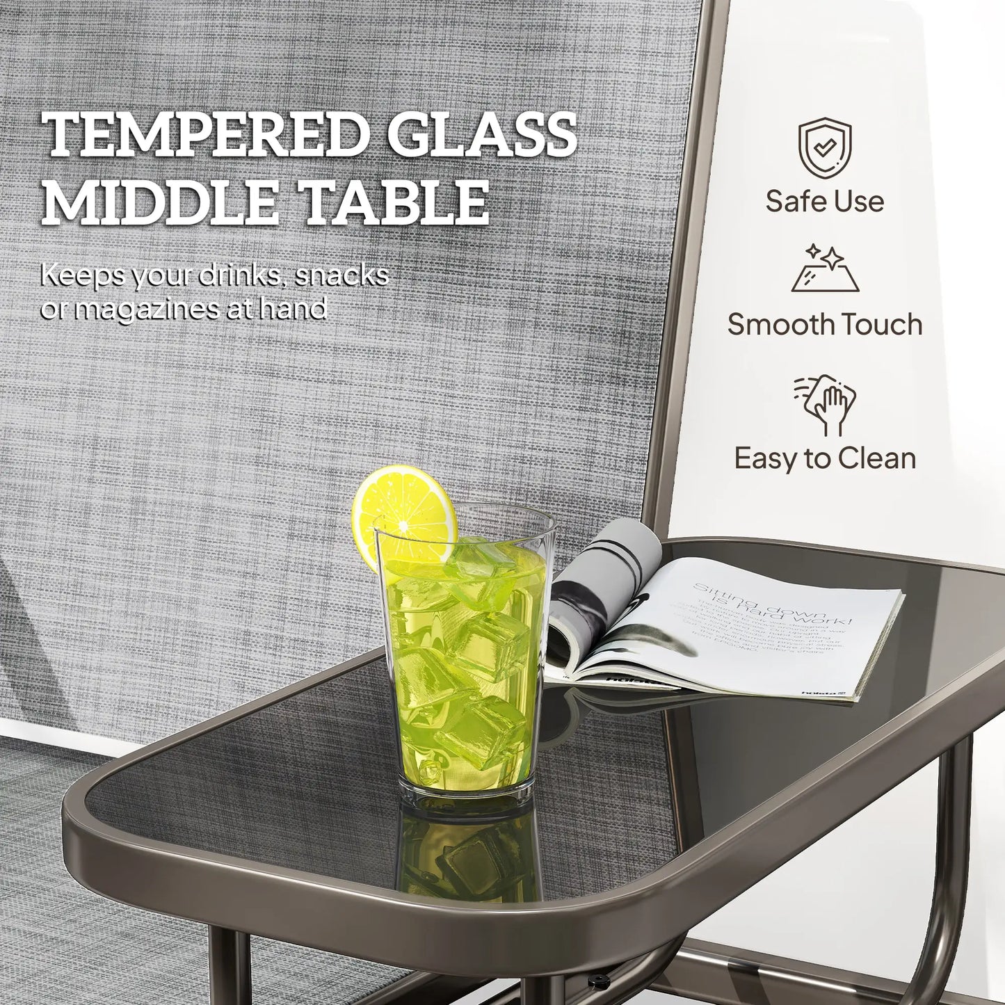 Outdoor Glider Rocking Chair, 2 Person Loveseat, Garden Bench, Grey Outdoor Gliders at Gallery Canada