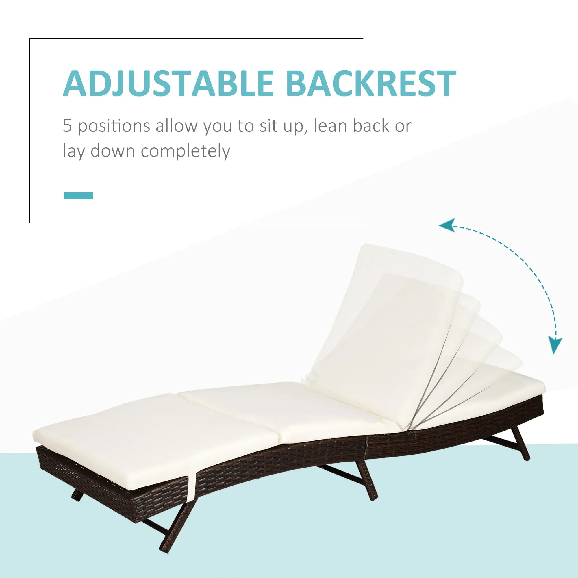 Wicker Patio Lounger, Outdoor S Shape Recliner, 5-Level Adjustable Backrest, Cream White Chaise Loungers at Gallery Canada