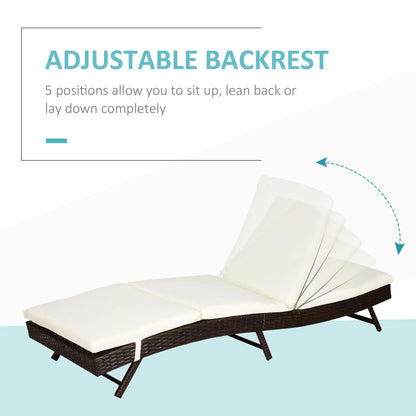 Wicker Patio Lounger, Outdoor S Shape Recliner, 5-Level Adjustable Backrest, Cream White Chaise Loungers at Gallery Canada