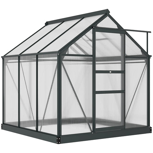 Greenhouse Kit, PC Board with Sliding Door, 6.2' x 6.3' x 6.6', Grey