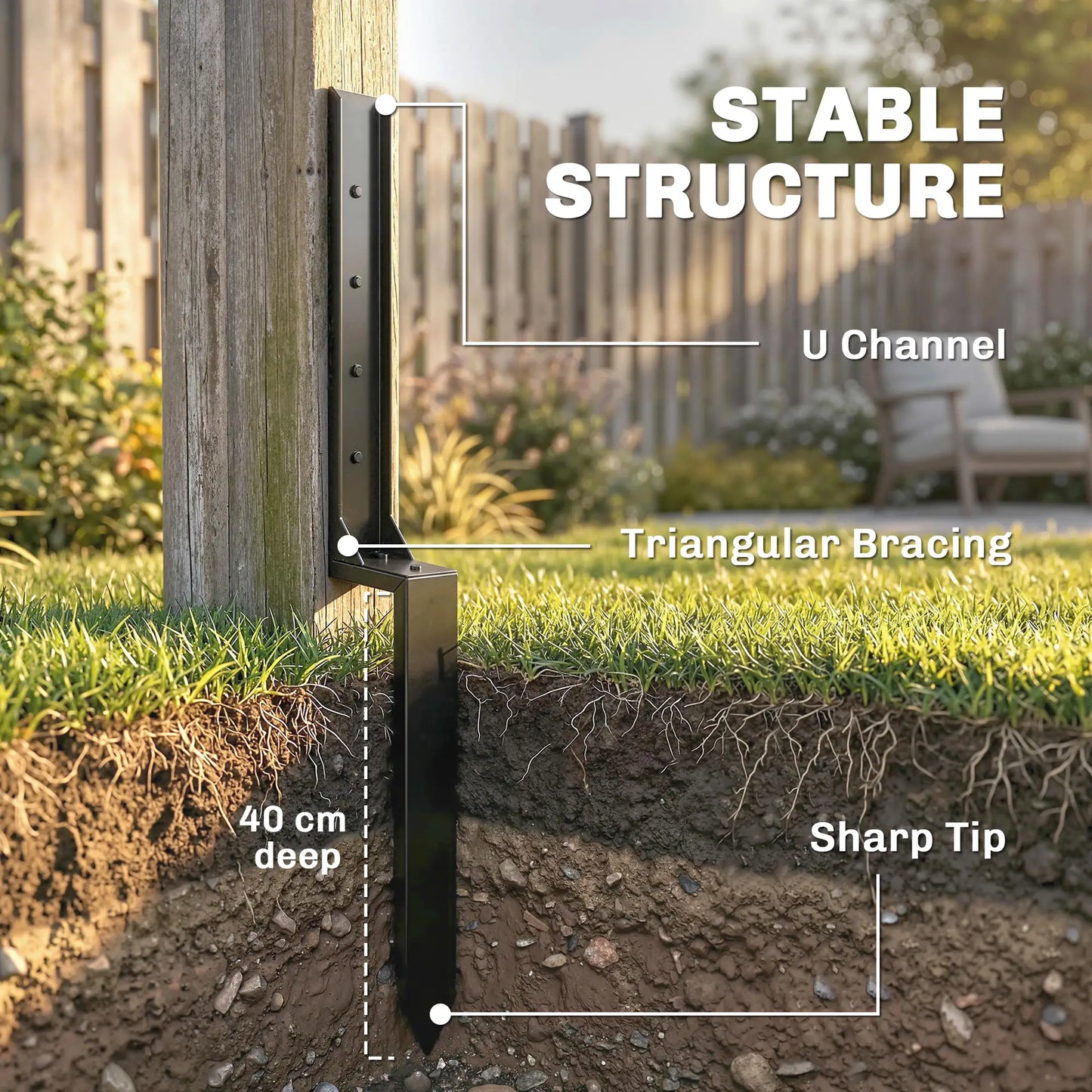 4 Pack 32" Steel Fence Post Repair Kit, Drill For Wooden Fences Garden Fences at Gallery Canada