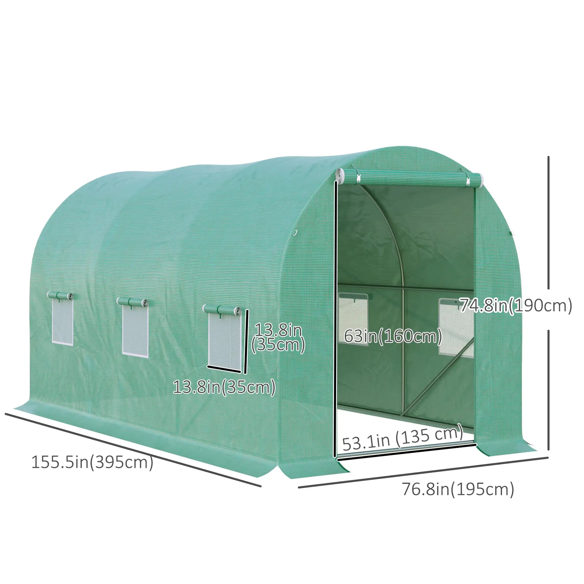 13' x 6' x 6' Walk-In Greenhouse, PE Cover, Green Walk In Greenhouses at Gallery Canada
