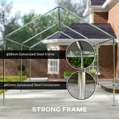 10' x 20' Heavy Duty Galvanized Carport Canopy, Anchor Kit, White Car Shelters at Gallery Canada