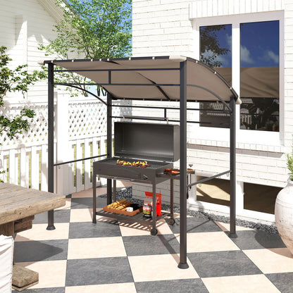 7' x 5' BBQ Grill Gazebo Tent, Steel Frame, Hooks, Khaki BBQ Grill Gazebos at Gallery Canada