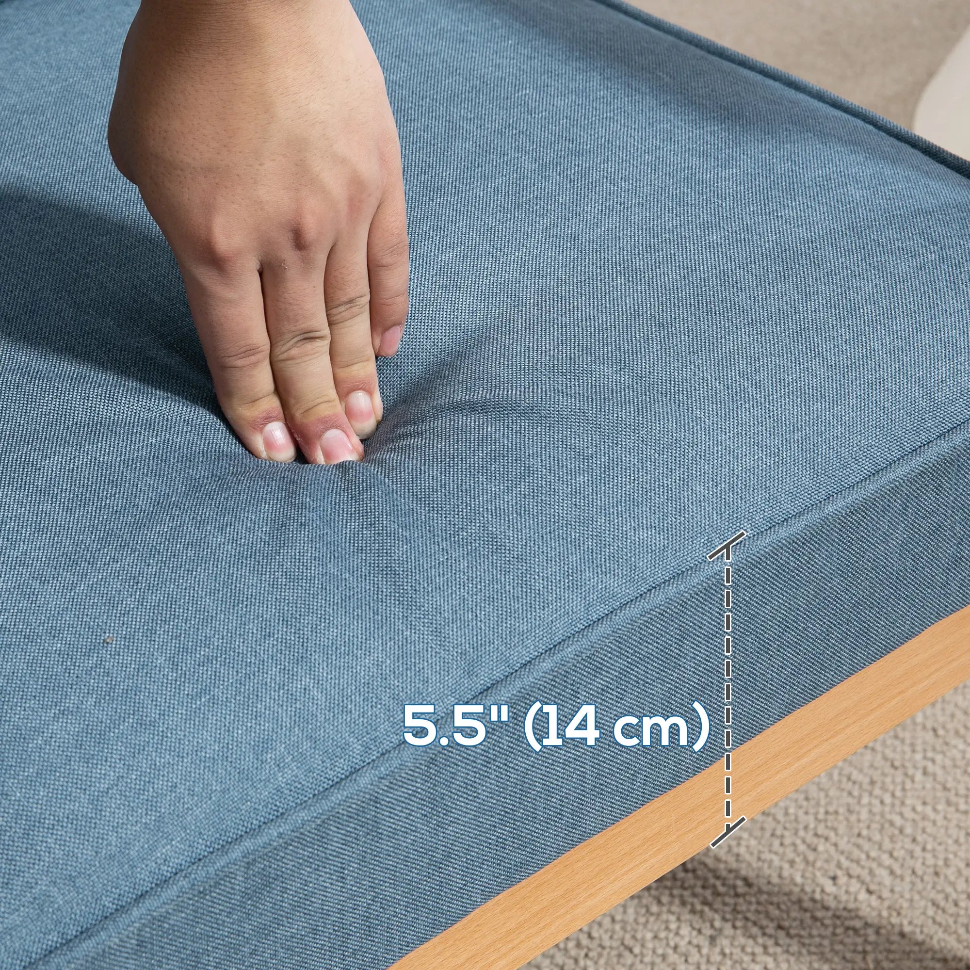 Modern Fabric Armchair, Tufted Back, Wood Legs, Thick Padding, Blue Accent Chairs at Gallery Canada