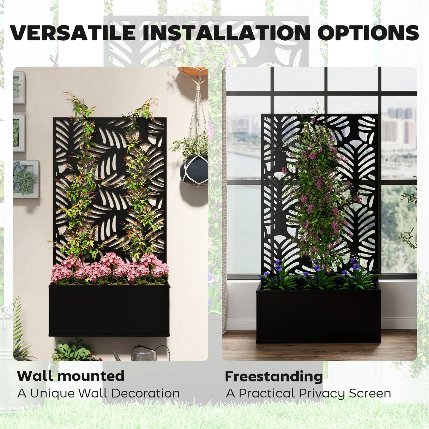 Metal Garden Bed With Trellis, Freestanding Or Wall Mounted Galvanized Planter Boxes at Gallery Canada