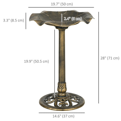 28" Height Bird Bath, Lotus Leaf Basin, Garden Yard, Bronze Garden Accessories at Gallery Canada