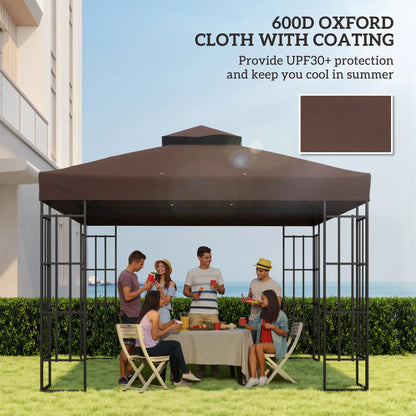 10' x 10' Gazebo Replacement Cover, 2-Tier Roof, UPF30+, Coffee Gazebo Canopy Replacement at Gallery Canada