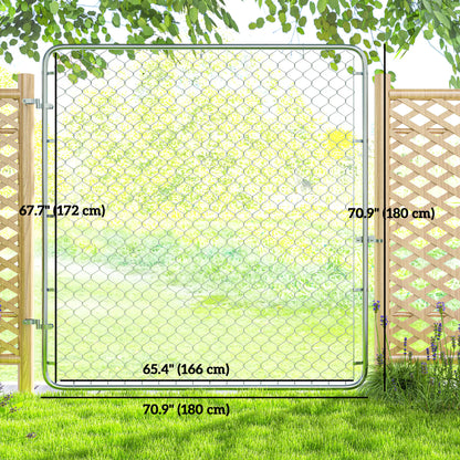 Chain Link Fence Gate, Galvanized Steel Garden Door, 70.9 x 70.9 in., Silver Garden Decor at Gallery Canada