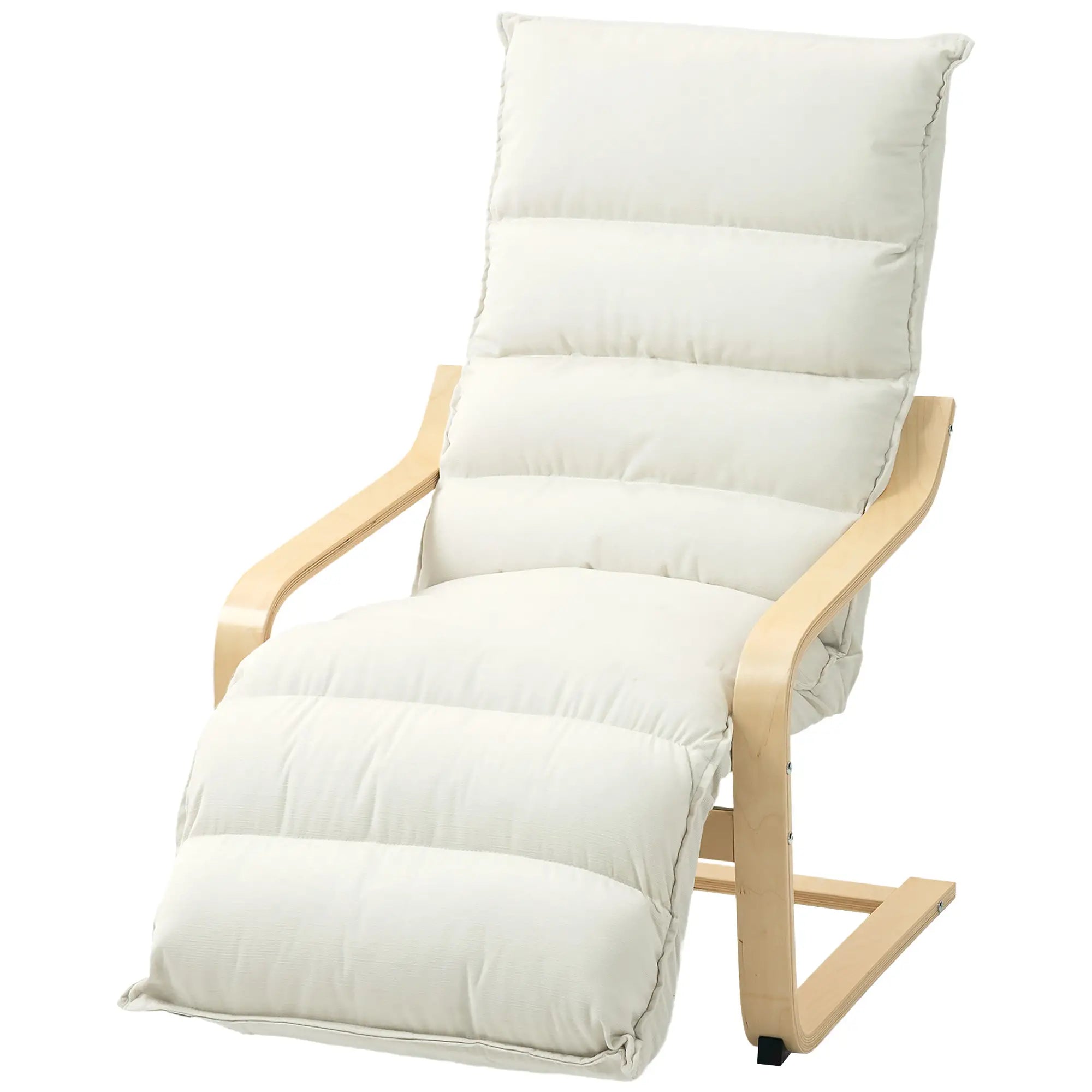 Accent Chair, Velvet Upholstered Living Room Chair with Footrest, Wood Frame, Cream White Accent Chairs Cream at Gallery Canada