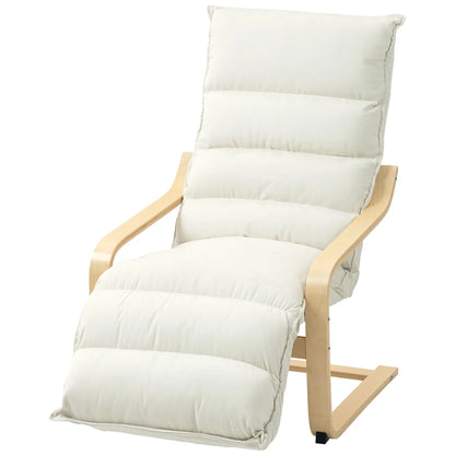 Accent Chair, Velvet Upholstered Living Room Chair with Footrest, Wood Frame, Cream White Accent Chairs Cream at Gallery Canada