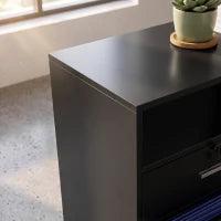 Filing Cabinet Locking Drawers Open Shelves 5 Casters, Black