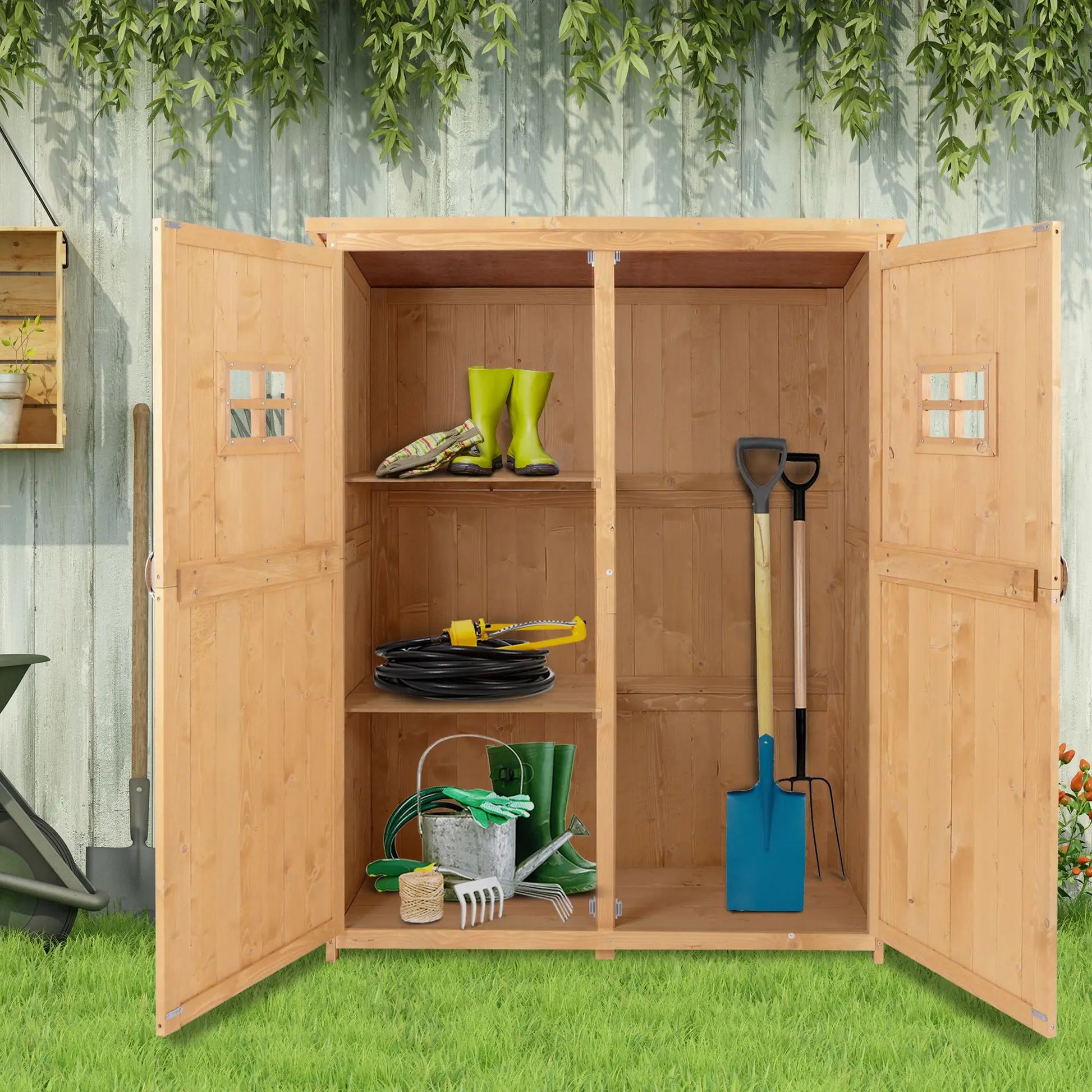 4x1.5ft Wooden Garden Storage Shed, Outdoor Tool Cabinet, Double Door Sheds at Gallery Canada