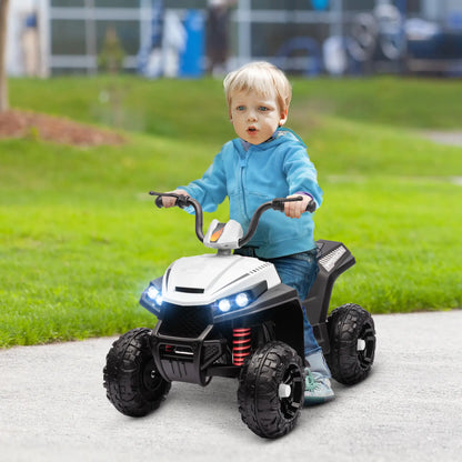 12V Kids ATV, Four Wheels, Spring Suspension, LED Light, MP3, White Electric Ride On Toys at Gallery Canada