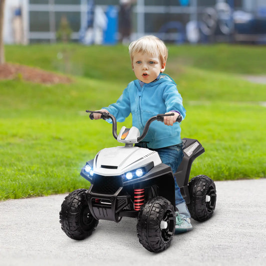 12V Kids ATV, Four Wheels, Spring Suspension, LED Light, MP3, White Electric Ride On Toys White at Gallery Canada