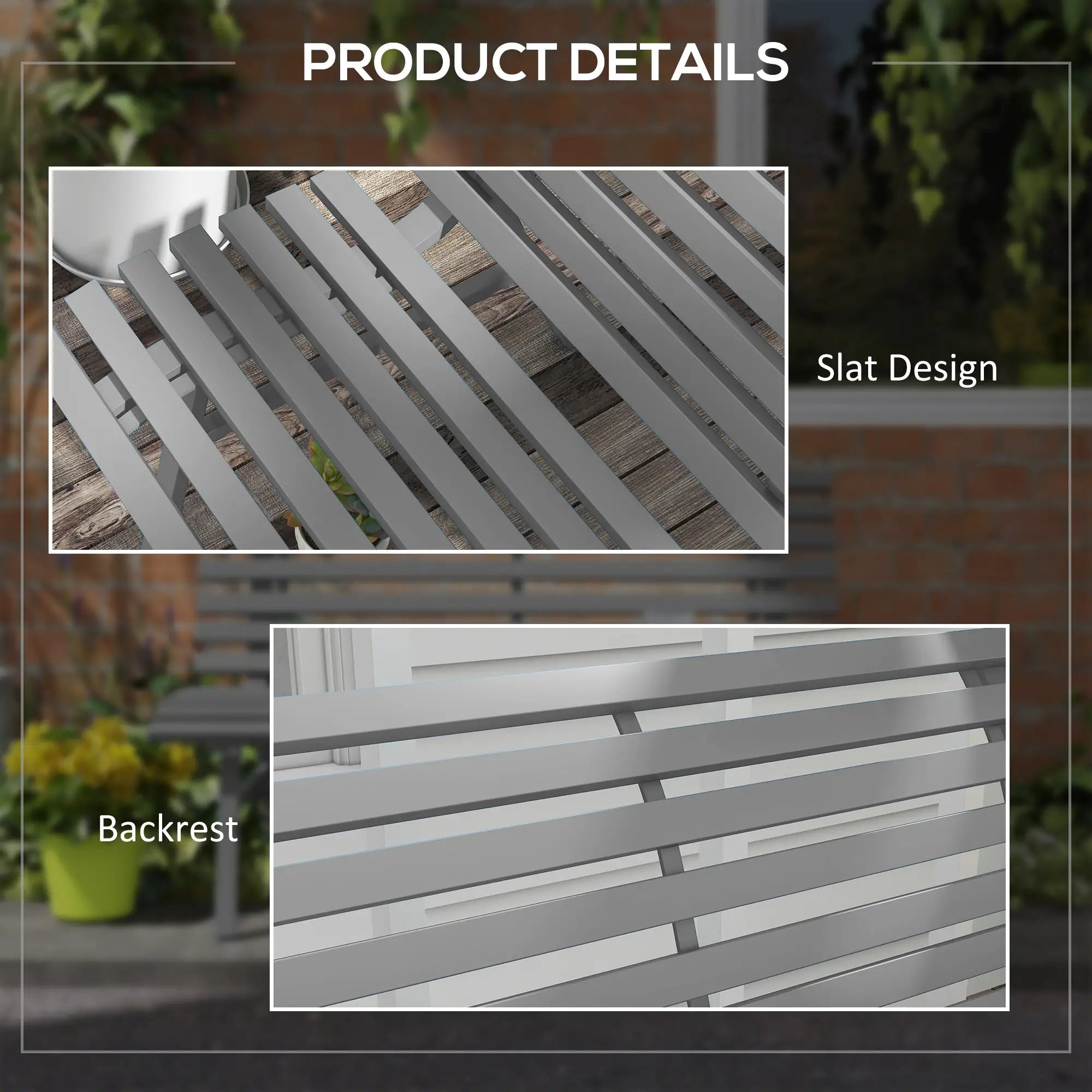 Outdoor Patio Bench, Aluminum Lightweight Park Bench, Grey Piano Benches at Gallery Canada