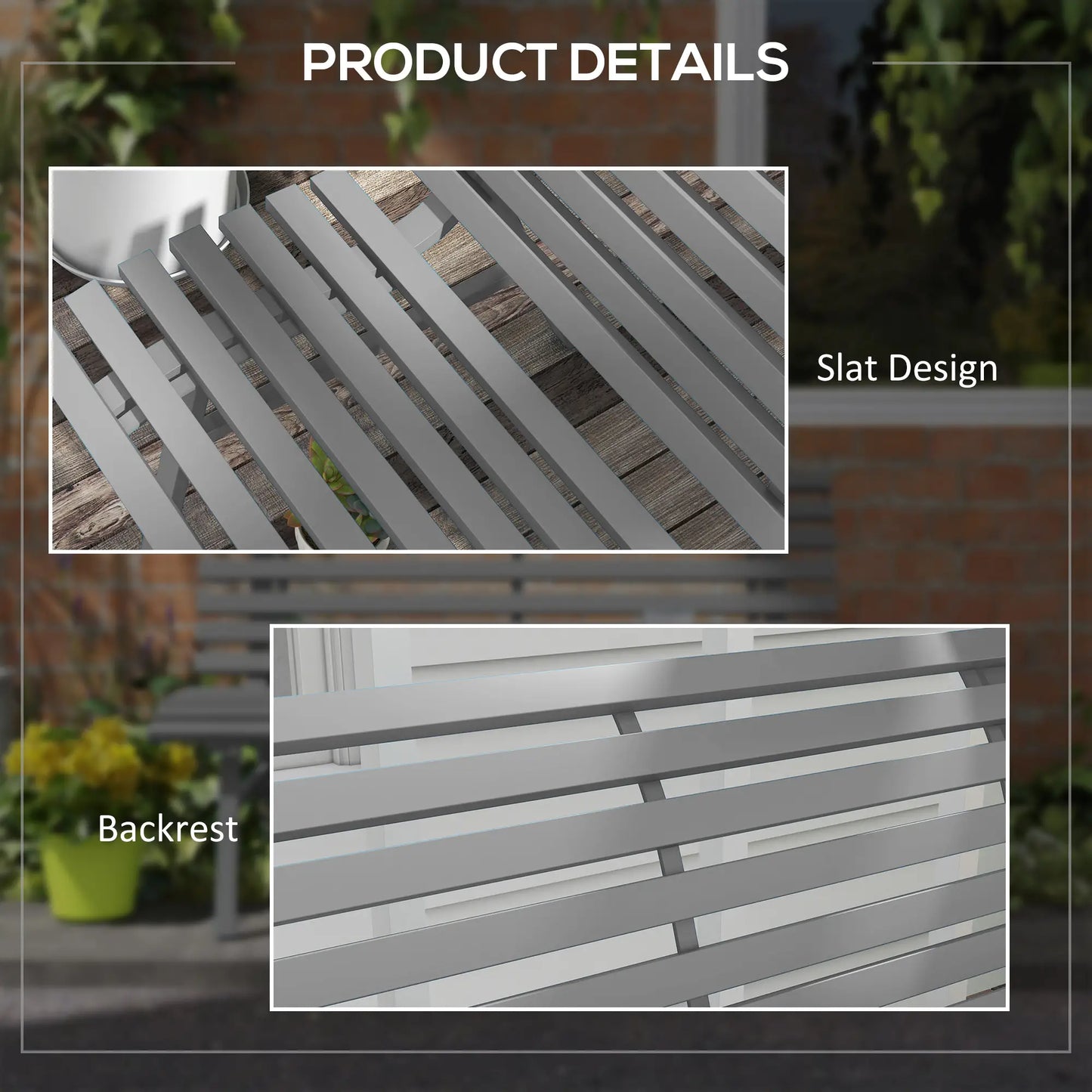 Outdoor Patio Bench, Aluminum Lightweight Park Bench, Grey Piano Benches at Gallery Canada