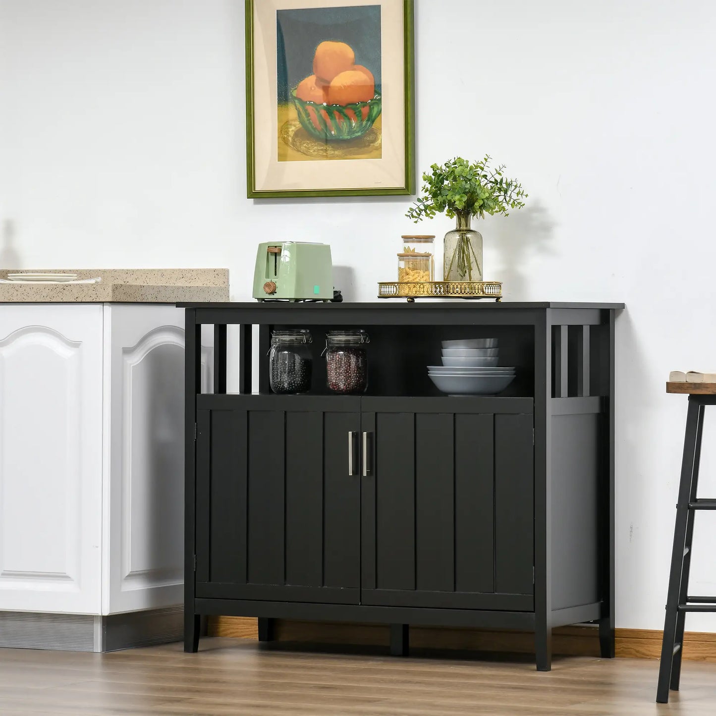 Sideboard Buffet, 2 Doors, Adjustable Shelves, Kitchen Dining, Black Bar Cabinets at Gallery Canada