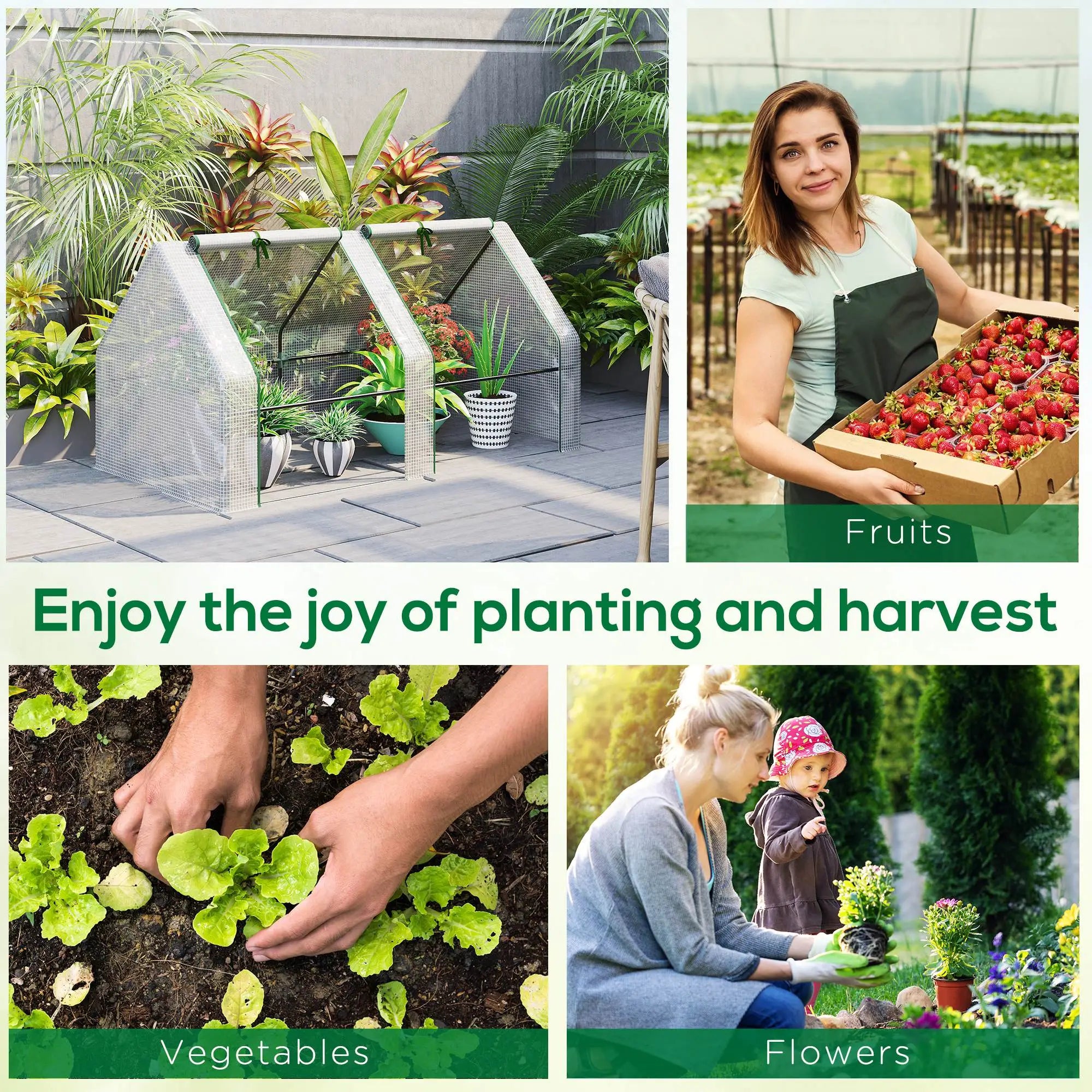 6' x 3' x 3' Portable Tunnel Greenhouse, Large Zipper Doors, Water UV PE Cover, White Mini Greenhouses at Gallery Canada