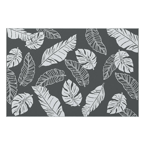 Reversible Outdoor RV Rug, Patio Mat, 6' x 9', Grey and White