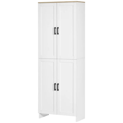 67" 4-Door Kitchen Pantry Cabinet, Freestanding, Adjustable Shelves, White Kitchen Pantry Cabinets at Gallery Canada