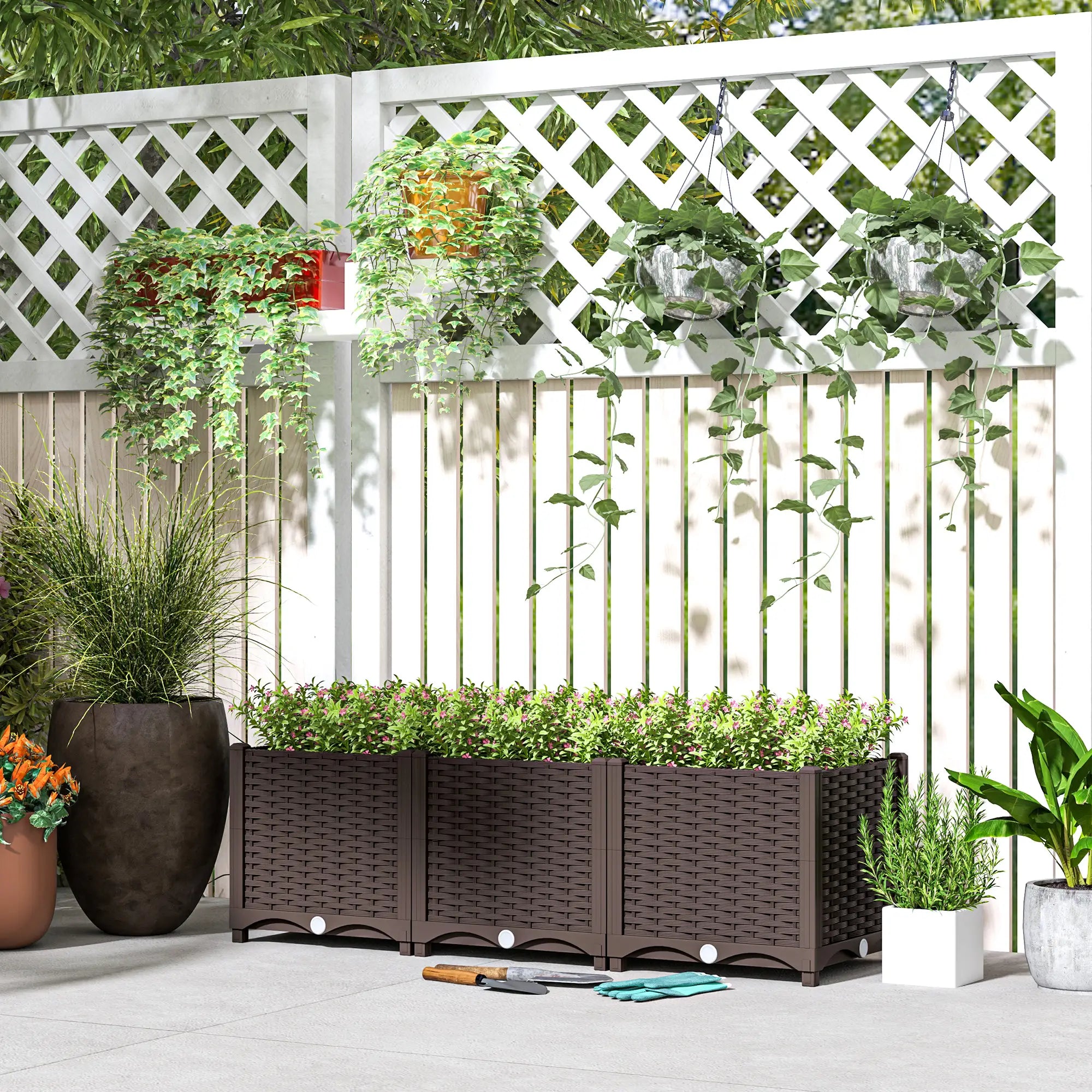 Plastic Raised Garden Bed, Outdoor Planter Box, 47.2