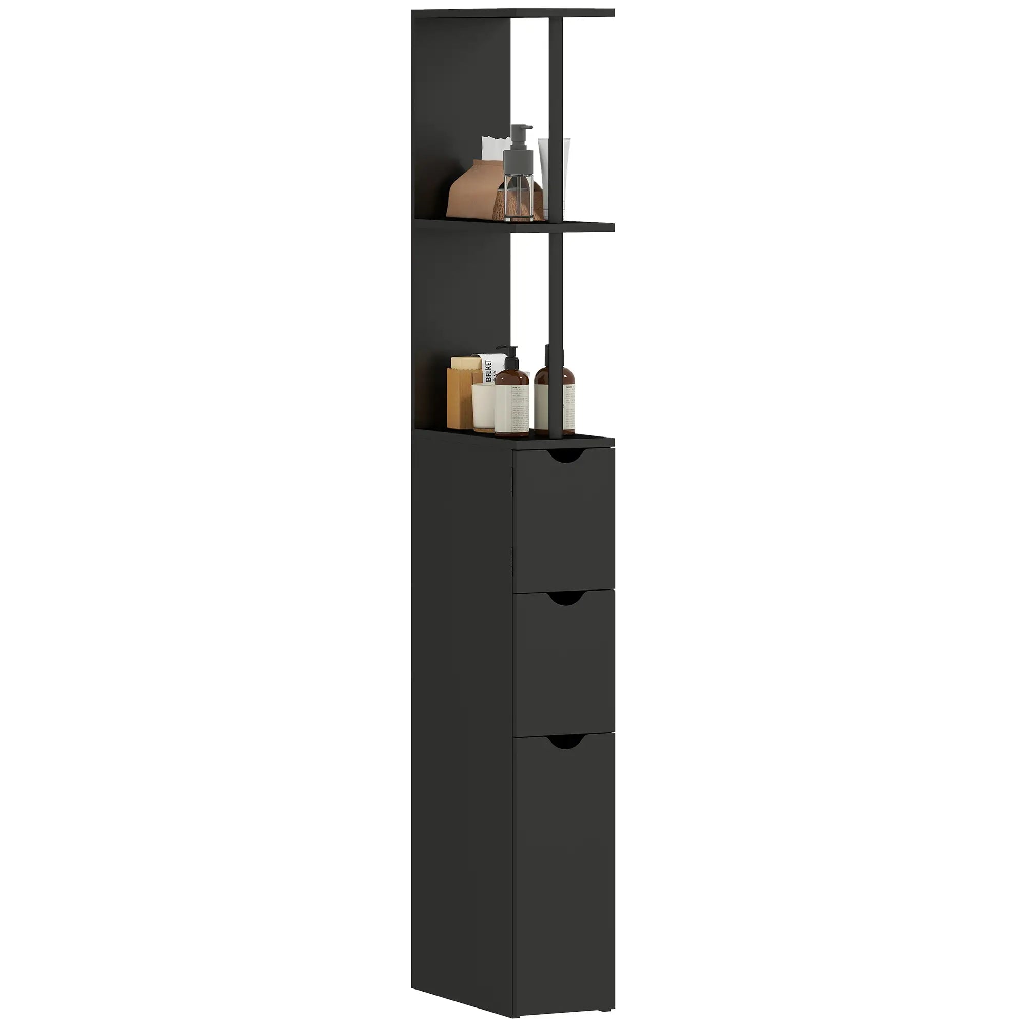 Tall Narrow Bathroom Storage Cabinet, Drawers and Shelves, Black Bathroom Cabinets Black at Gallery Canada