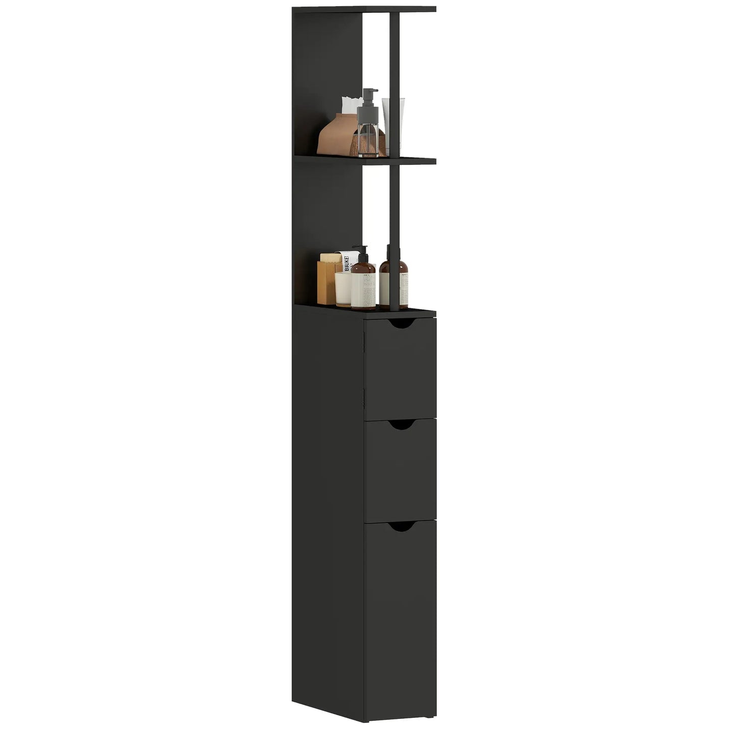 Tall Narrow Bathroom Storage Cabinet, Drawers and Shelves, Black Bathroom Cabinets Black at Gallery Canada