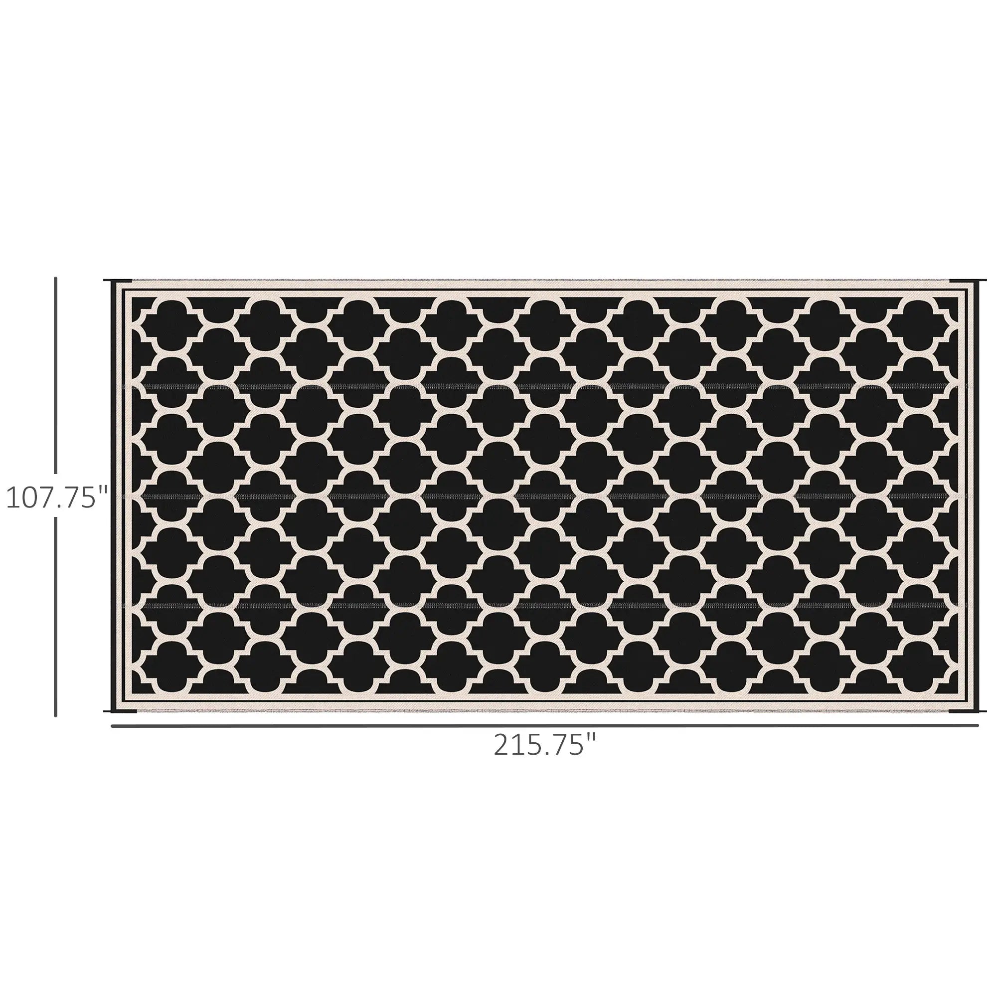 Reversible Outdoor RV Rug, 9' x 18', Patio Floor Mat, Black and Beige Outdoor Reversible Rugs at Gallery Canada