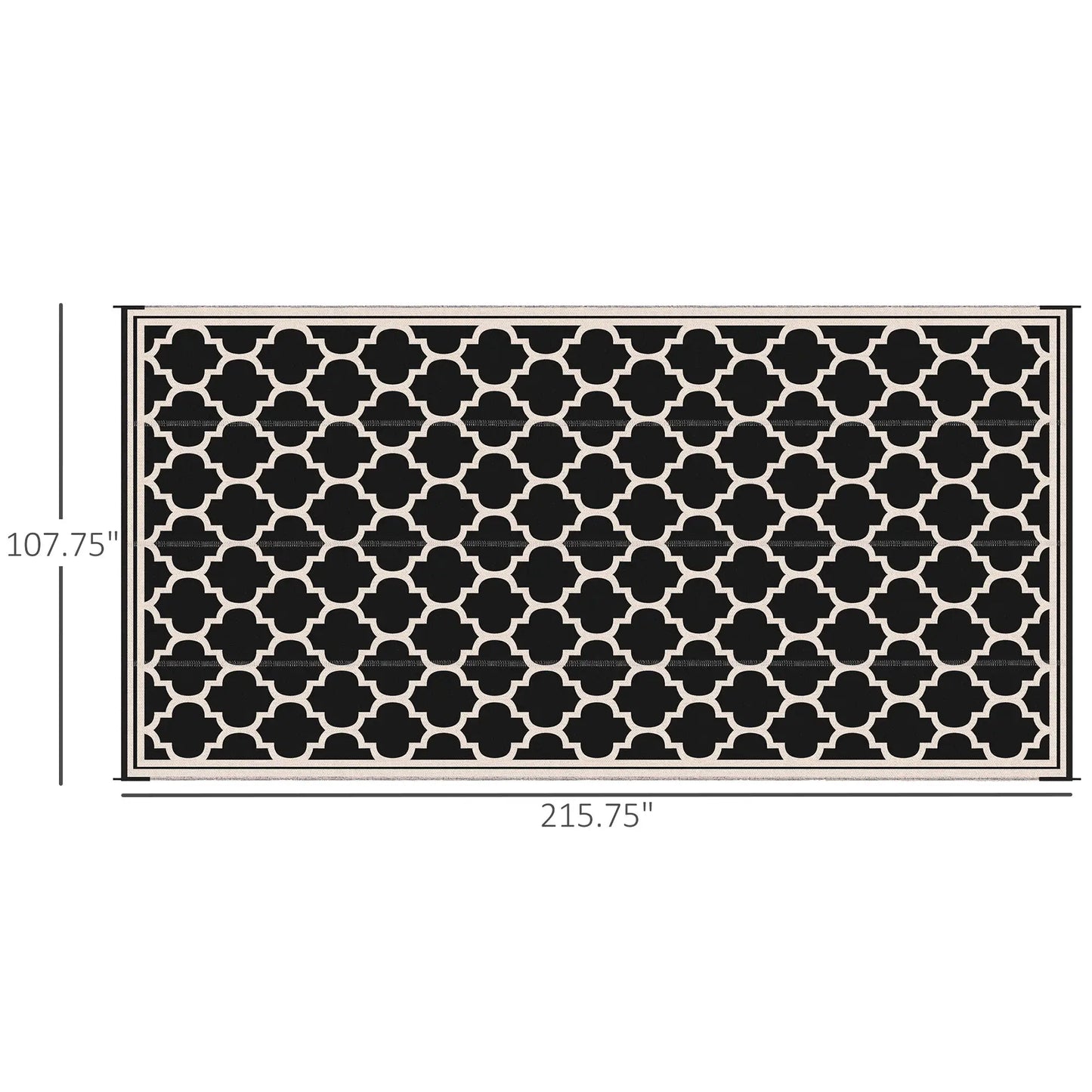 Reversible Outdoor RV Rug, 9' x 18', Patio Floor Mat, Black and Beige Outdoor Reversible Rugs at Gallery Canada