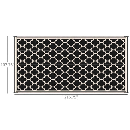 Reversible Outdoor RV Rug, 9' x 18', Patio Floor Mat, Black and Beige Outdoor Reversible Rugs at Gallery Canada