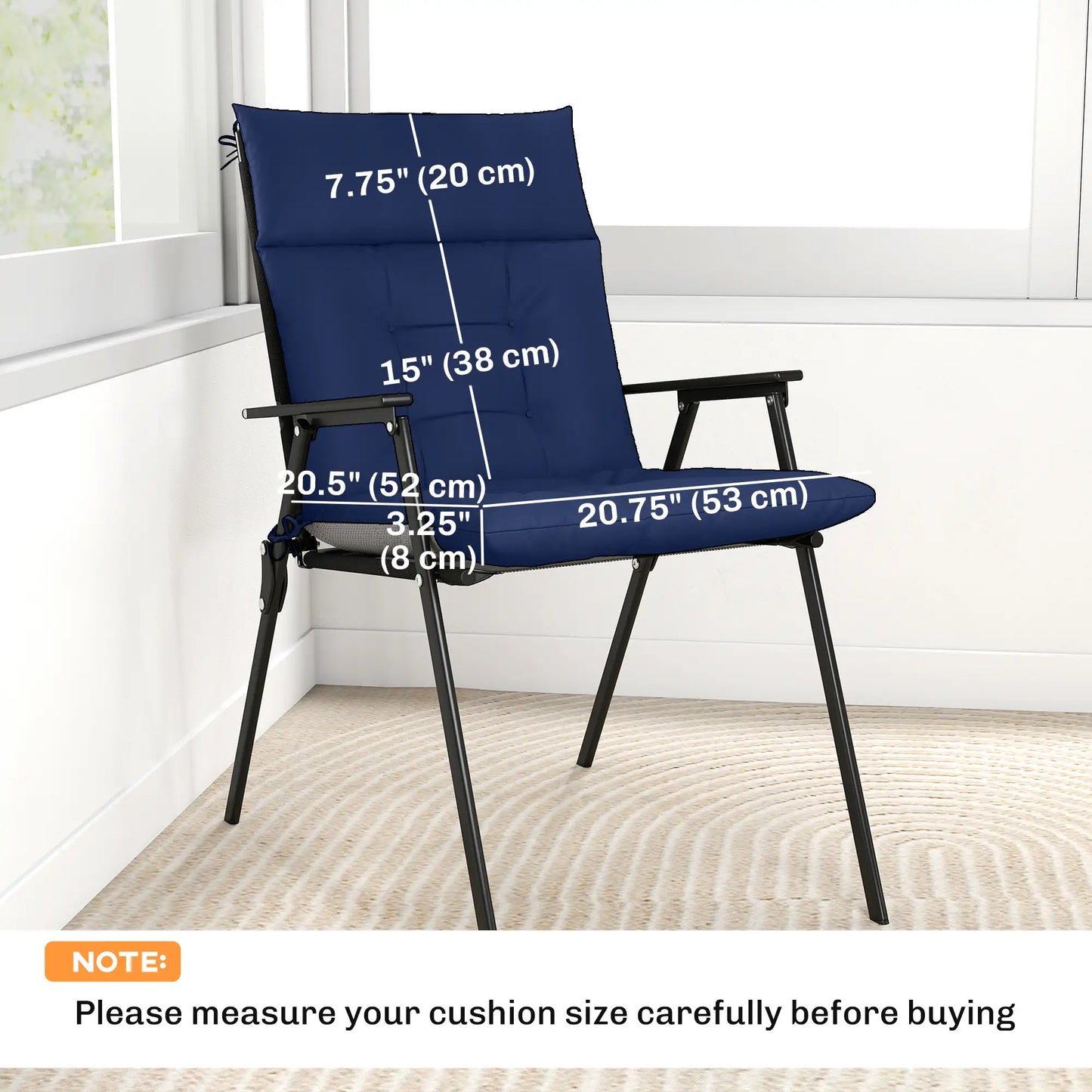 Patio Chair Cushions Set of 4, Waterproof Non-Slip, 44"x21", Navy Blue Patio Chair Cushions at Gallery Canada