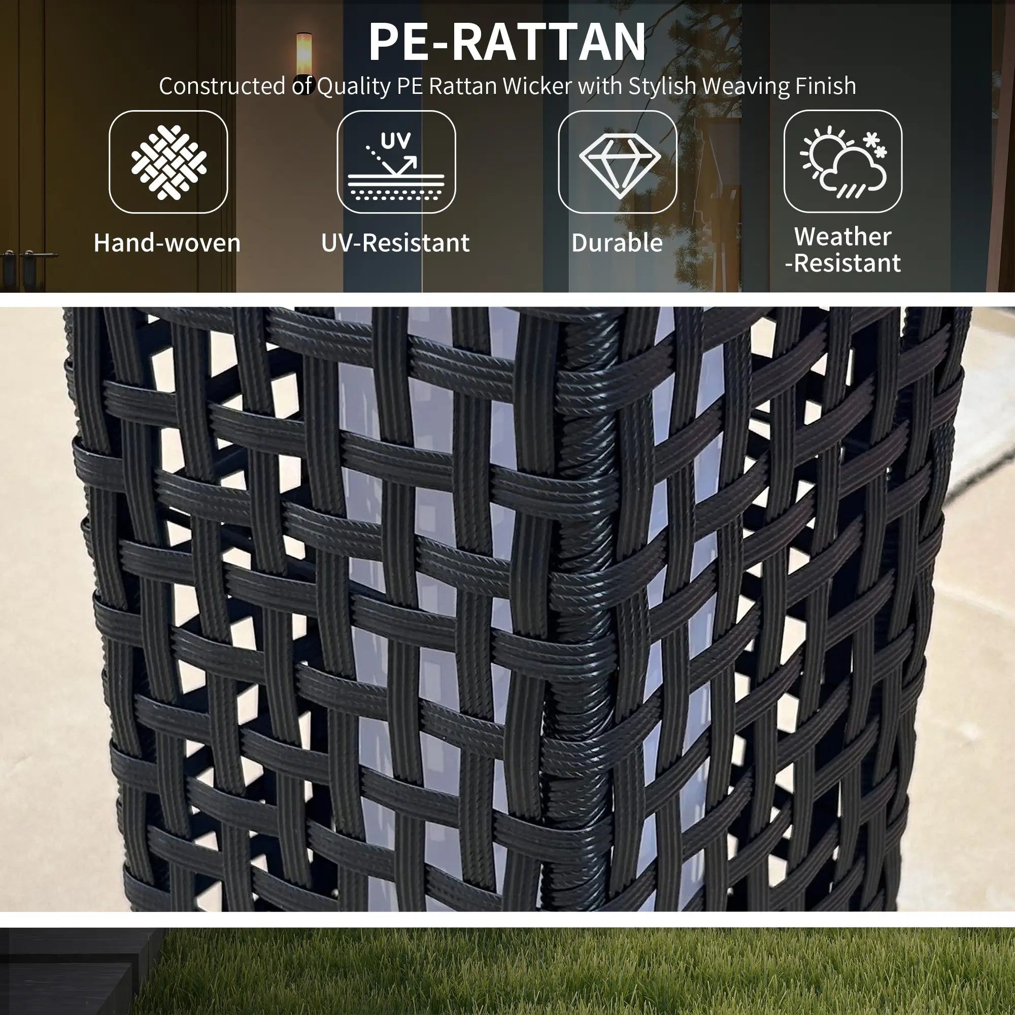 Wicker Solar Outdoor Lamp, Auto On/Off LED, IP44, Black Solar Post Lamps at Gallery Canada