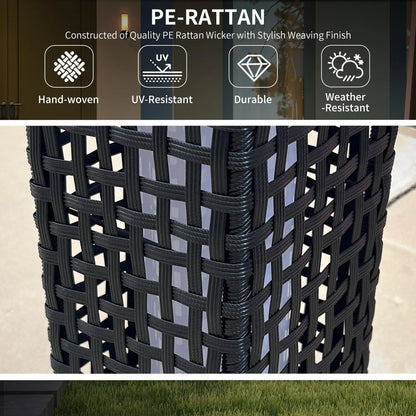 Wicker Solar Outdoor Lamp, Auto On/Off LED, IP44, Black Solar Post Lamps at Gallery Canada