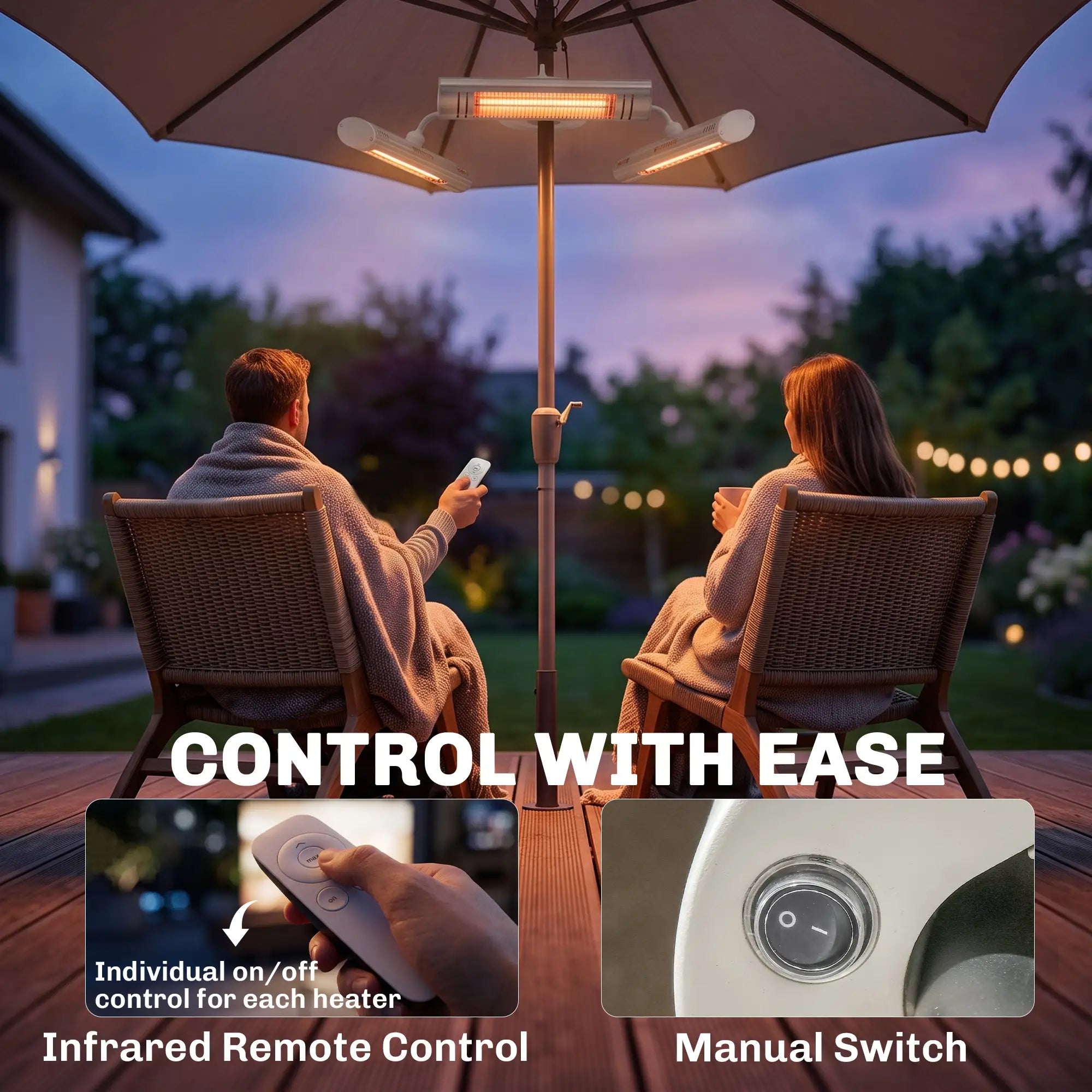 Electric Patio Heater, 3 Heating Panels, Infrared Remote, Silver Electric Tower Heaters at Gallery Canada