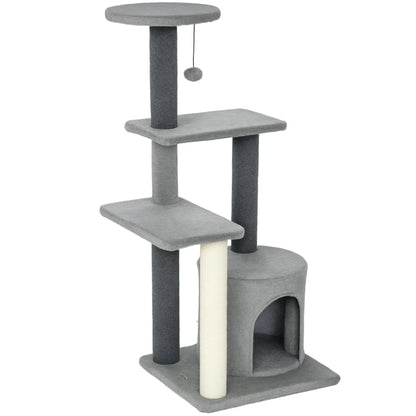 Cat Tree Tower, Multi-Level, Sisal Scratching Post, Large 41"H, Grey Compact Towers Grey, cream white at Gallery Canada