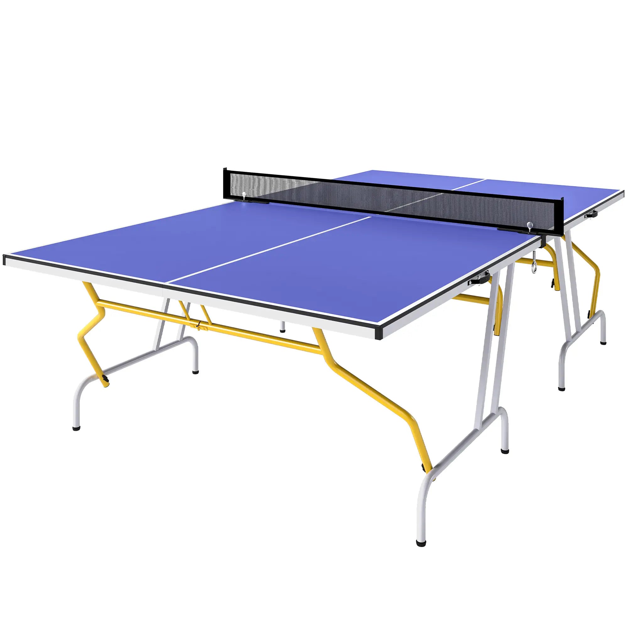 9' x 5' Full Size Table Tennis Table, Folding, Paddles, Balls, Blue Game Tables at Gallery Canada