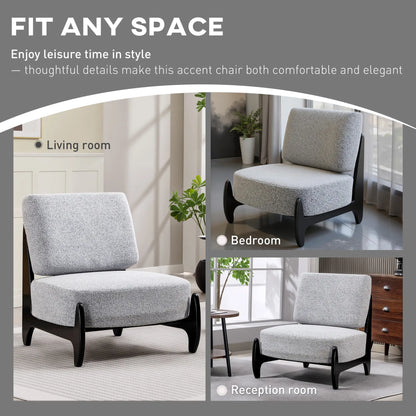 Accent Chair, Rubber Wood Frame, Wide Seat, Modern Chenille, Thick Cushion, Grey Accent Chairs at Gallery Canada