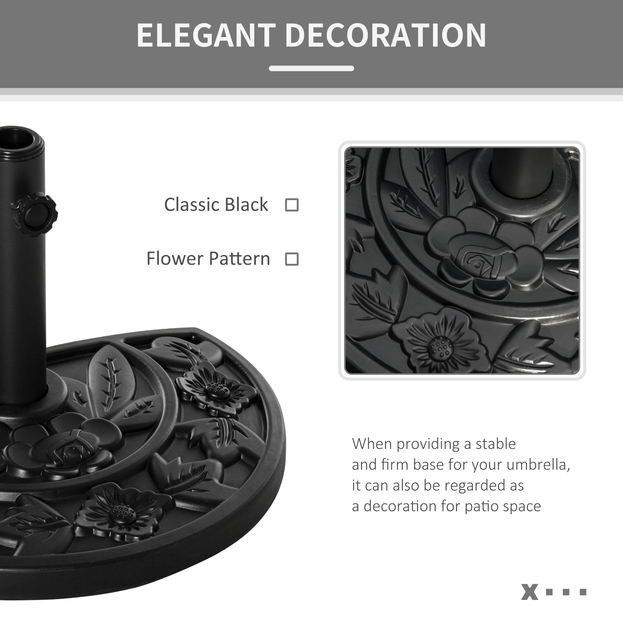20 lb Heavy Duty Umbrella Base, Outdoor Concrete Stand, Black Umbrella Bases at Gallery Canada