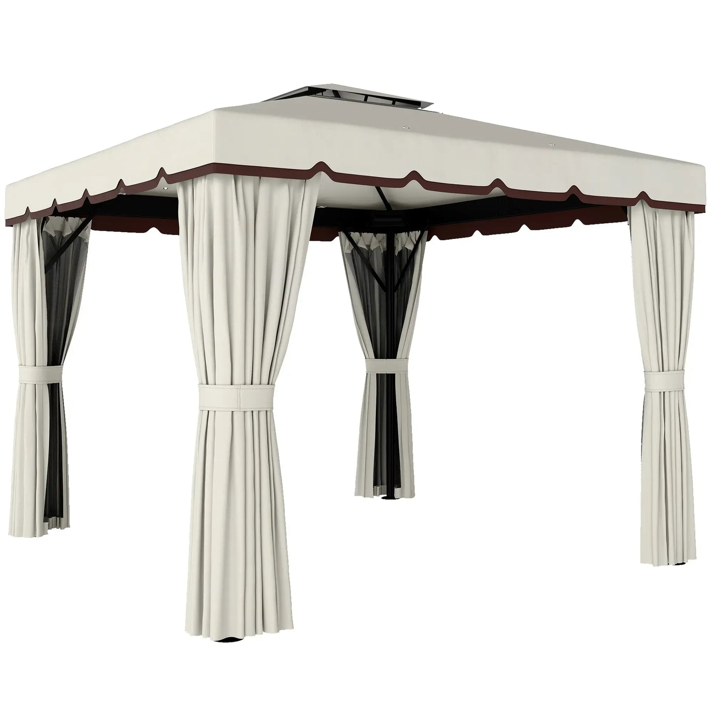 10' x 10' Outdoor Gazebo, Double Soft-Top, Cream White Gazebos Cream at Gallery Canada