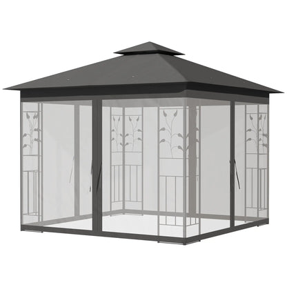 10'x10' Steel Patio Gazebo, Soft-Top, Polyester Roof, Grey Gazebos Grey, Black at Gallery Canada