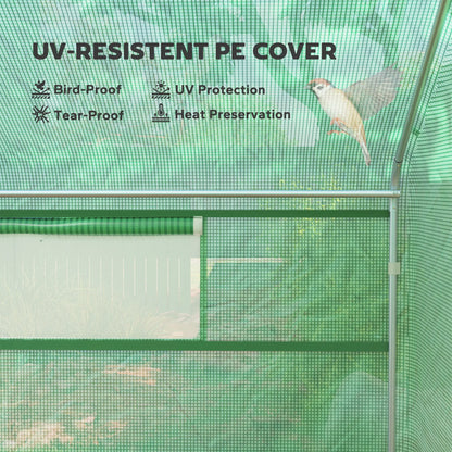Walk-in Tunnel Greenhouse, Galvanized Steel Frame, 13' x 10' x 6.5', Green