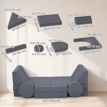 12-Piece Modular Kids Play Couch, Grey Kids Gym & Playmats at Gallery Canada