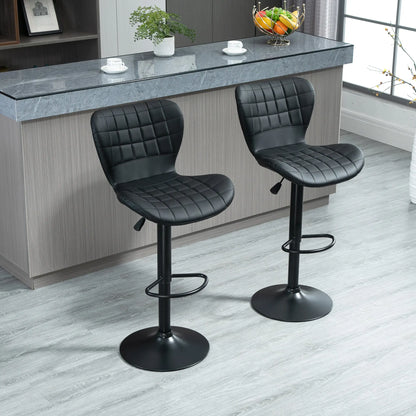 Adjustable Swivel Bar Stools, Set of 2, PU Leather, Black Bar Stools at Gallery Canada