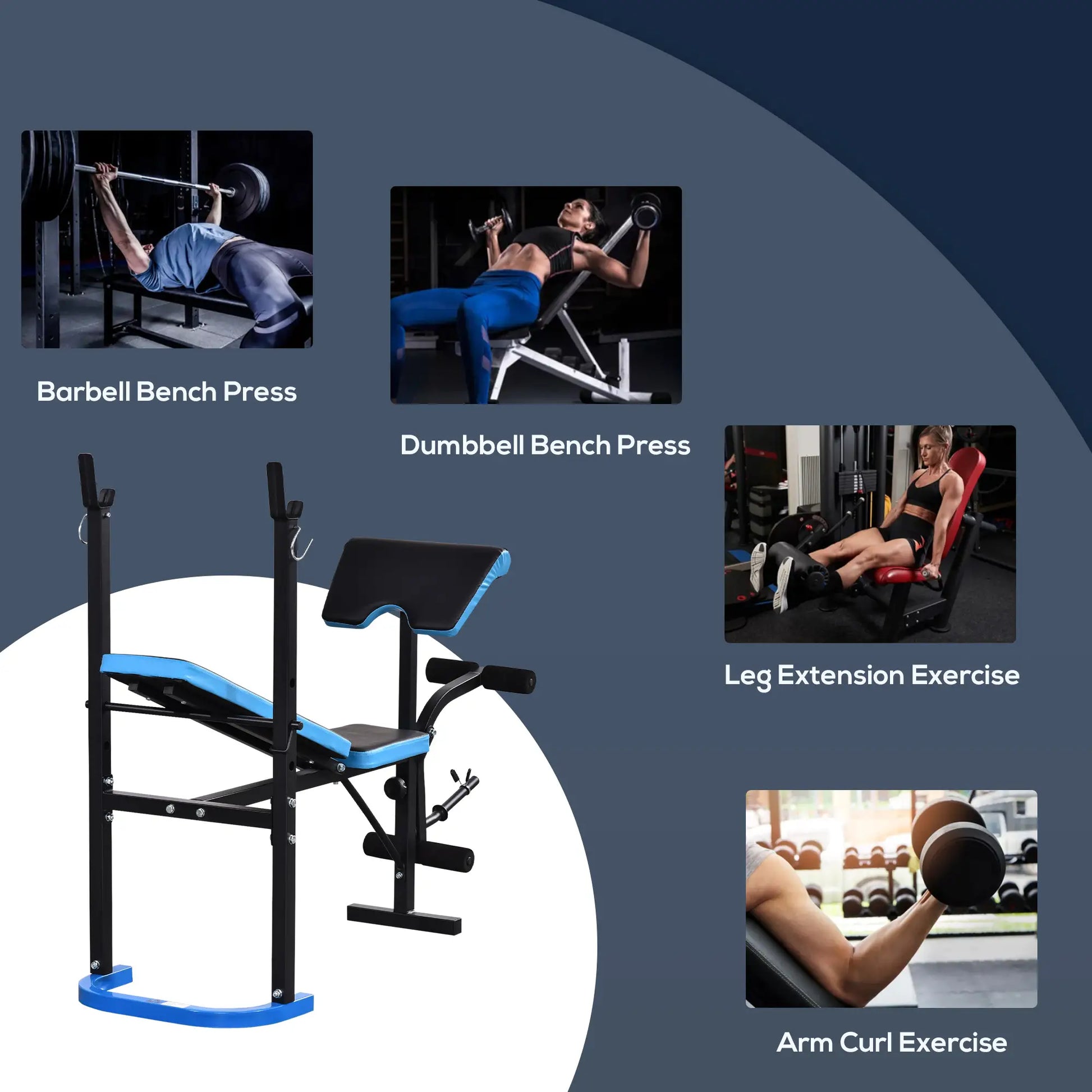 Adjustable Weight Bench, Barbell Rack, Leg Developer, Black Weight Benches at Gallery Canada